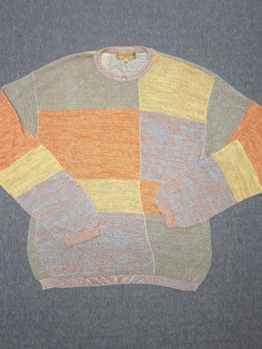Tricots St Raphael Men's XL Multicolor Patchwork Colorblock Knit Sweater